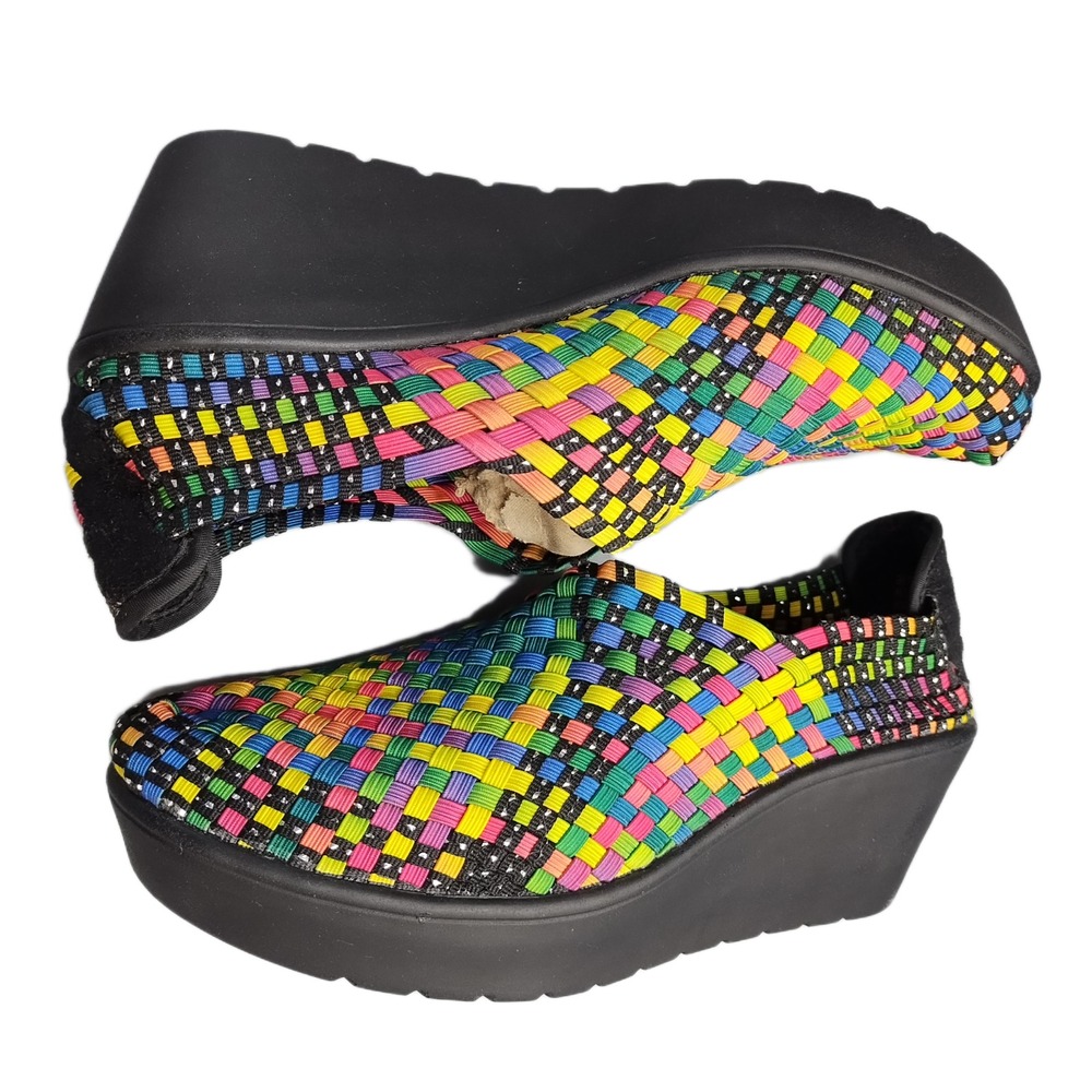 Steven by Steve Madden Betsi Wedge Casual Shoes Womens 8.5 Multi Woven Slip On